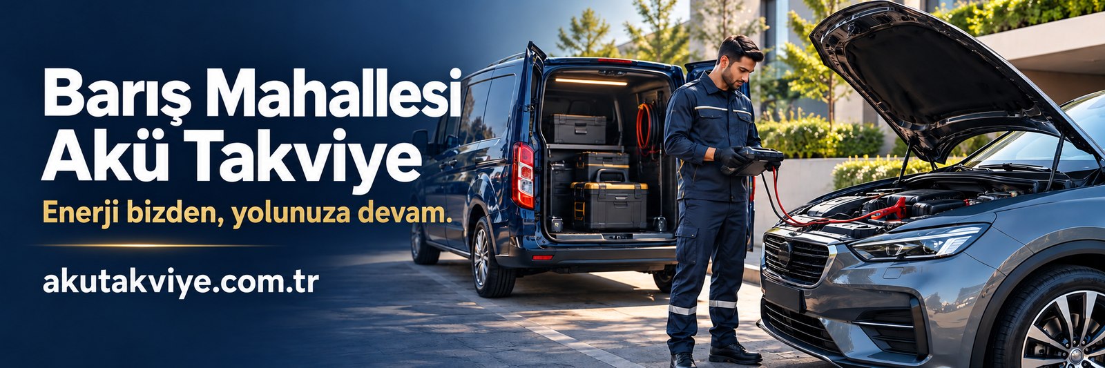 Barış Mahallesi Akü Takviye Barış Mahallesi akü takviye servis görseli, slogan ve akutakviye.com.tr