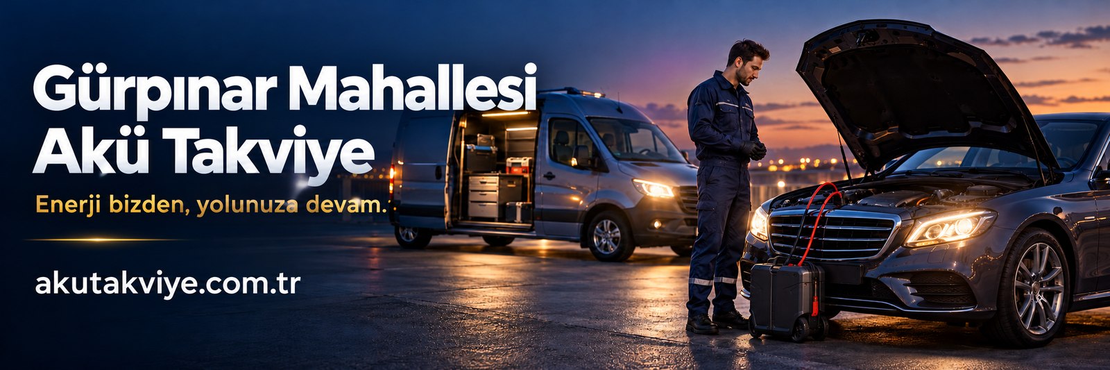 Gürpınar Mahallesi Akü Takviye Gürpınar Mahallesi akü takviye servis görseli, slogan ve akutakviye.com.tr