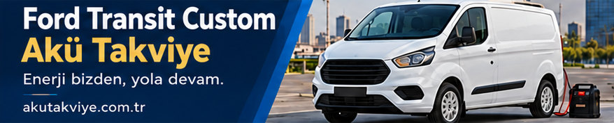 Ford Transit Custom Akü Takviye Ford Transit Custom aracıyla akü takviye hizmetini anlatan kurumsal görsel