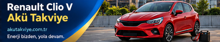 Renault Clio Akü Takviye Renault Clio aracıyla akü takviye hizmetini anlatan kurumsal görsel