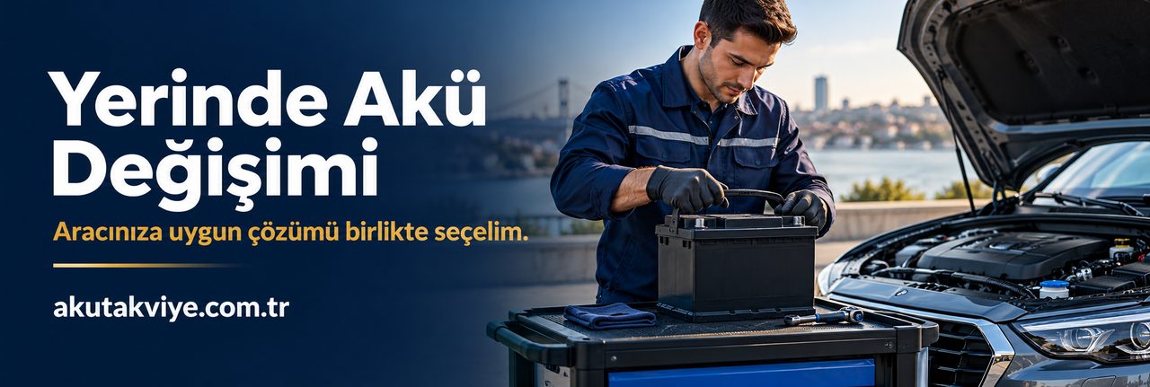Uygun araç aküsünün yerinde değişimine hazırlanan servis uzmanı konsepti; akutakviye.com.tr