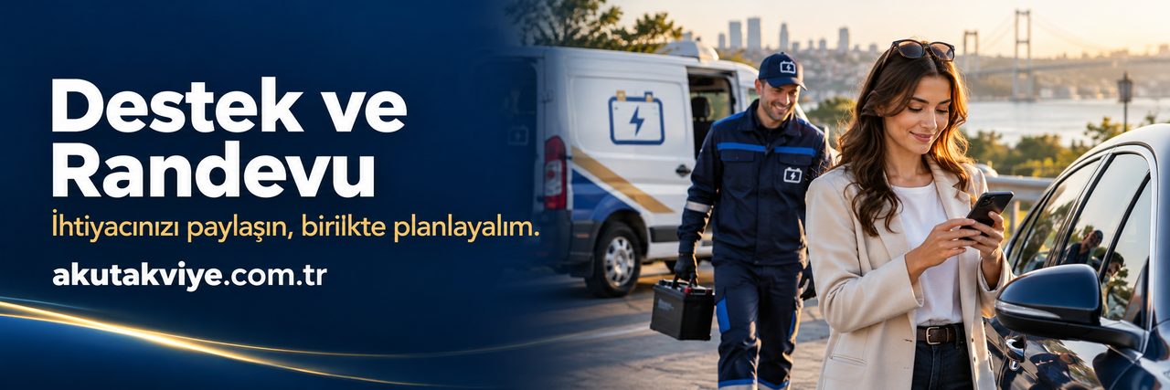 Mobil akü hizmeti ve randevu için telefondan iletişim kuran müşteri konsepti; akutakviye.com.tr