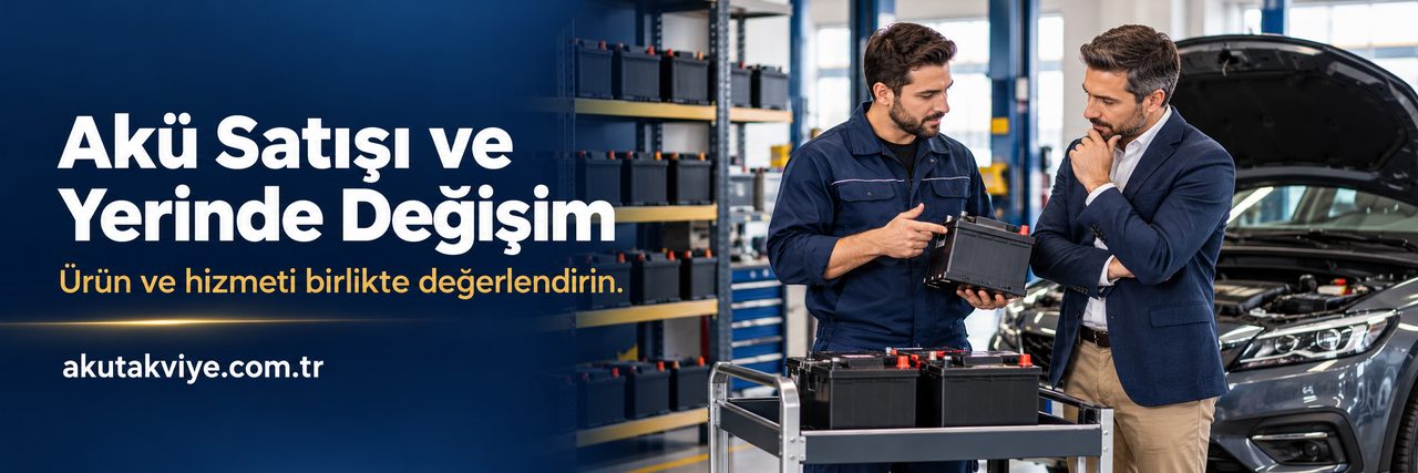 Akü takviye bayilik için akü satışı ve yerinde değişim kurumsal görseli; akutakviye.com.tr