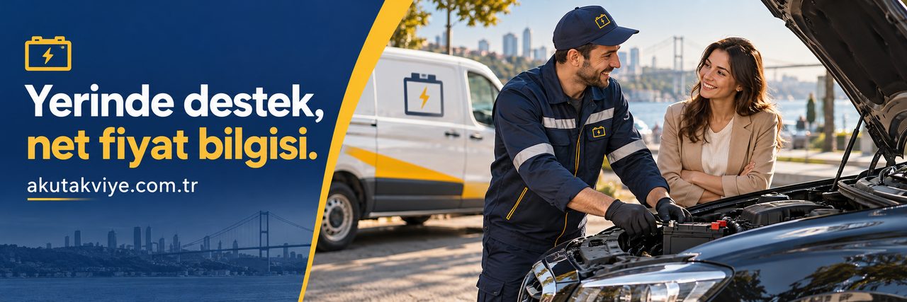 Akü takviye fiyatları için yerinde desteği anlatan usta ve müşteri
