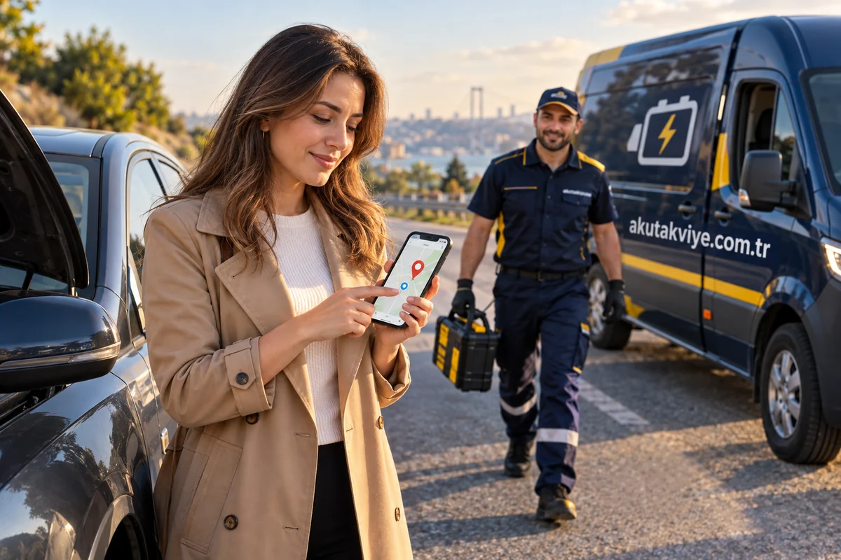 Beylikdüzü akü takviye talebi için WhatsApp üzerinden konum paylaşımını anlatan müşteri