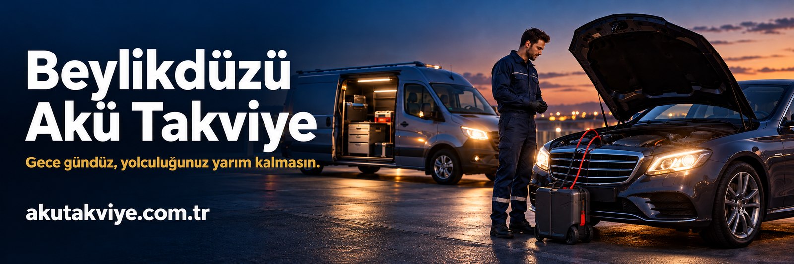 Beylikdüzü akü takviye: gece ve gündüz destek konsepti, slogan ve akutakviye.com.tr