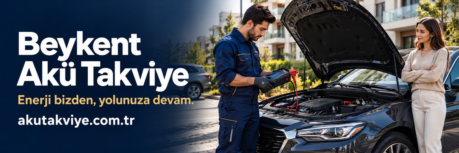 Beykent akü takviye konsepti: araç başında mobil destek, slogan ve akutakviye.com.tr adresi