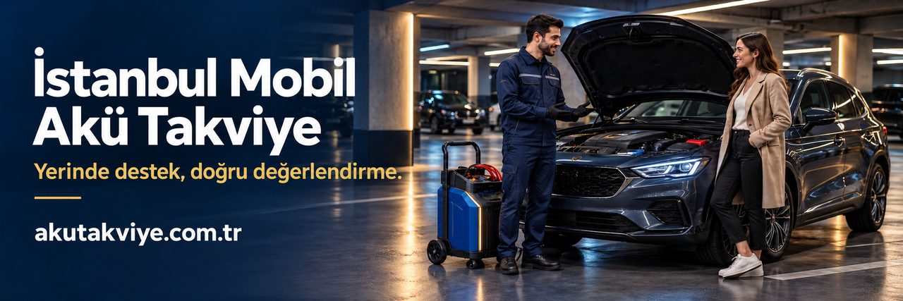 İstanbul’da mobil akü takviye sürecini anlatan kapalı otopark servis konsepti; akutakviye.com.tr