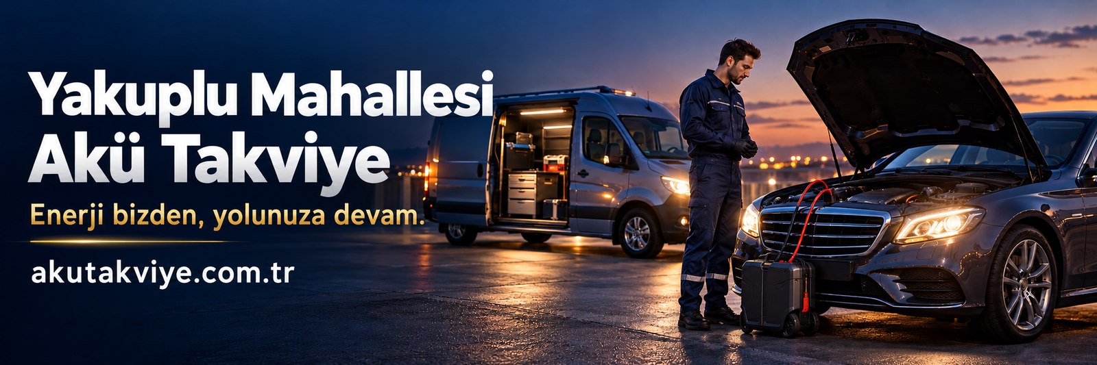 Yakuplu Mahallesi akü takviye servis görseli, slogan ve akutakviye.com.tr